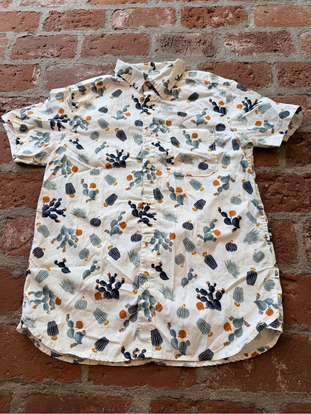 Men's Baytrail Pattern Cotton Short-Sleeve Cactus Print Shirt Medium